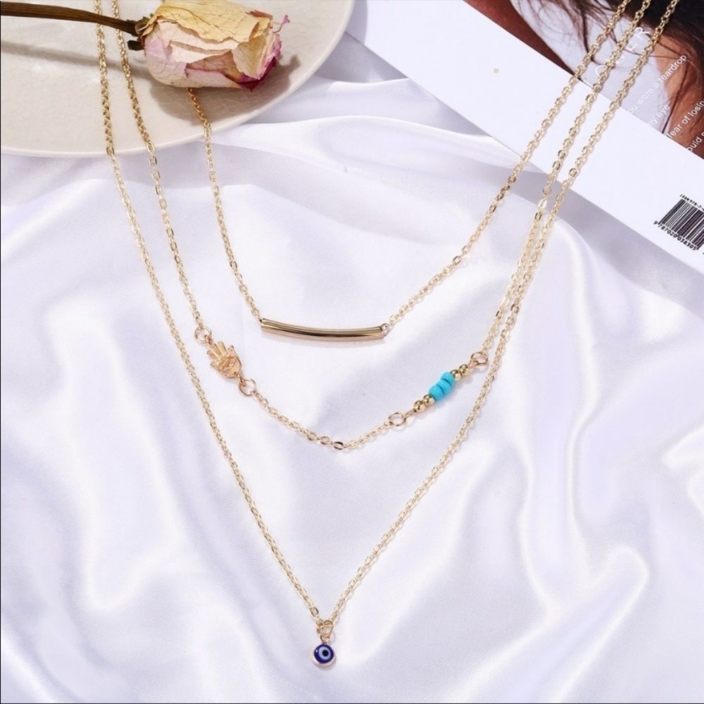 ๐ด๐ด๐ด Nazar (evil eye) Multilayer Necklace - Picture 3 of 4